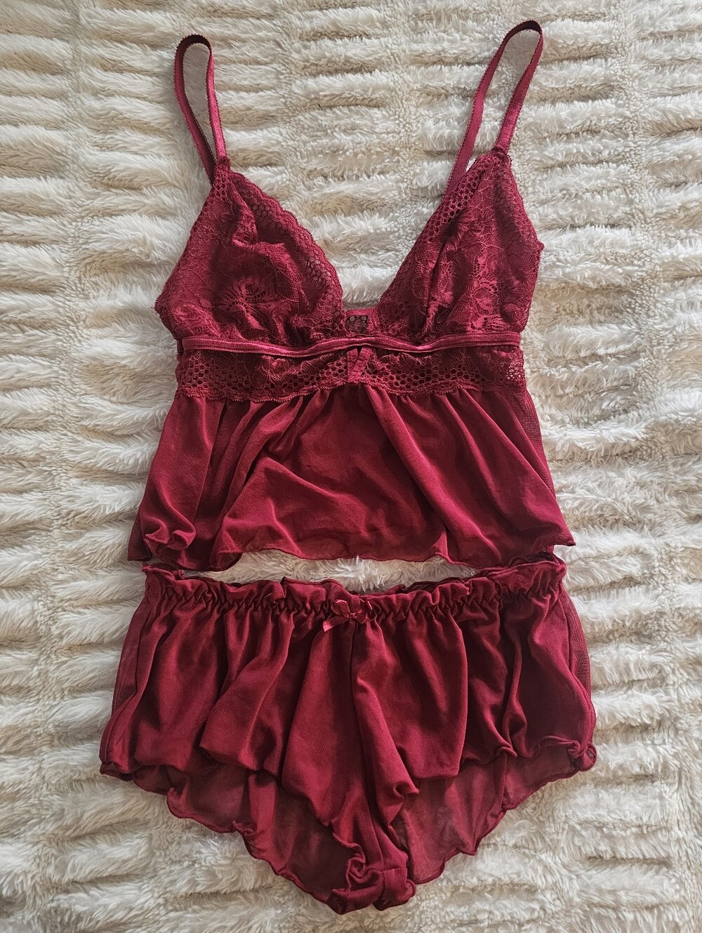 RACHEL Rachel Roy Lace Trim Sleep Set - Red
